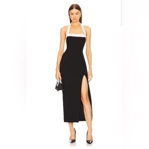 NICHOLAS Jane Midi Dress in Solid Black & Milk - Size L - NWT - *BESTSELLER*